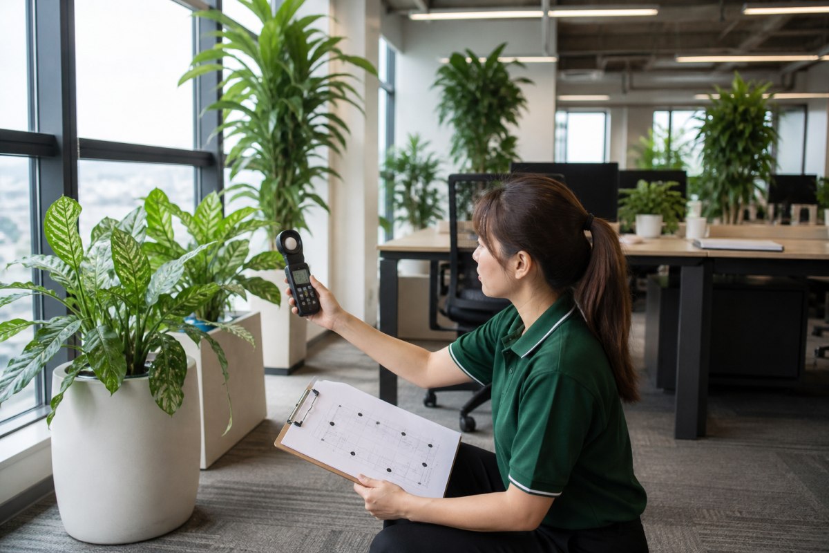 Cách Hoa Xinh Garden khảo sát ánh sáng trước khi chọn cây